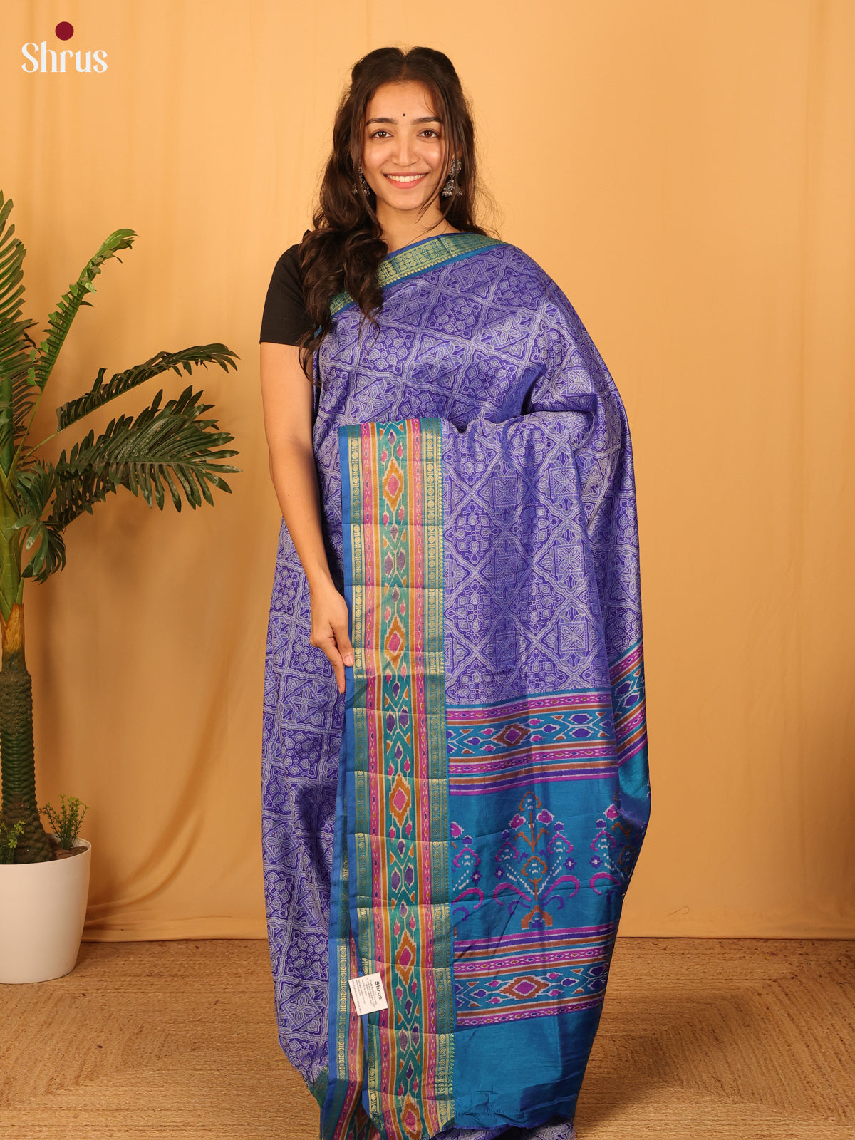 Purple & Blue - Semi Patola Saree