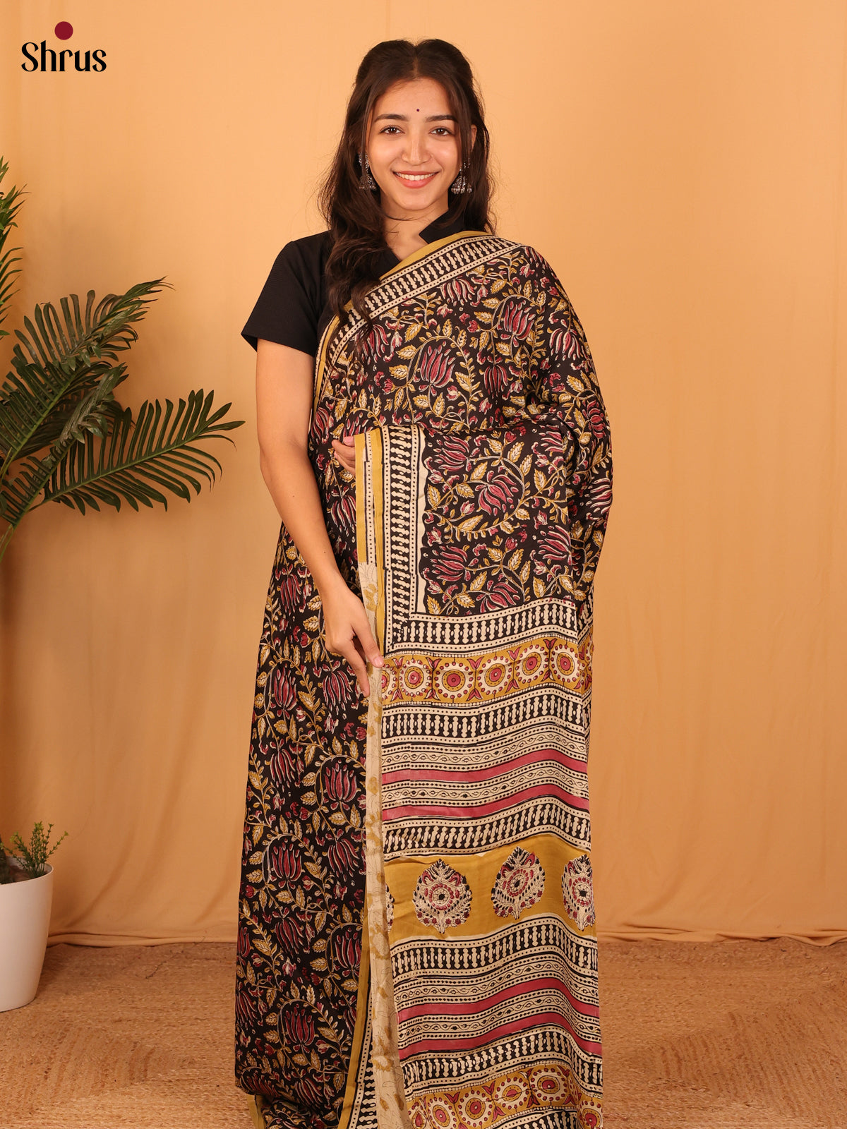 Brown & Cream - Modal Silk Saree