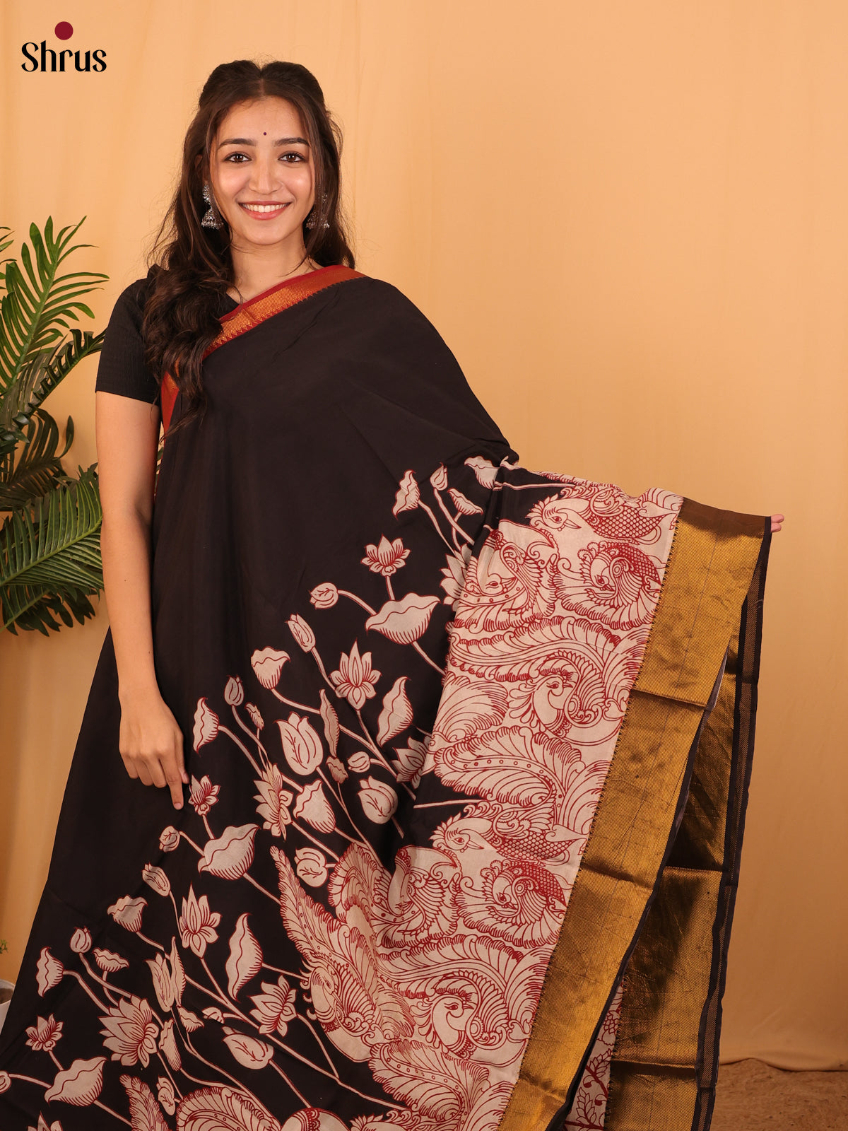 Black & Red - Mangalagiri silkcotton Saree