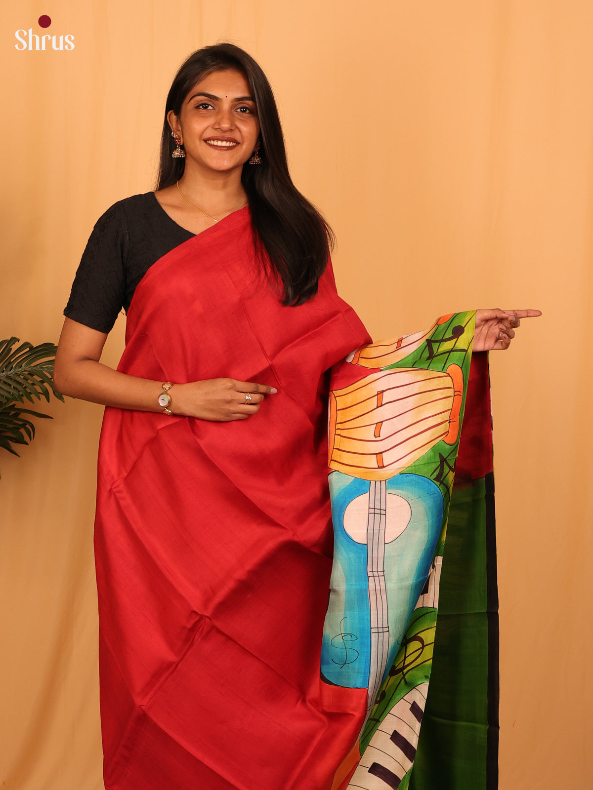 Red & Green - Murshidabad Silk Saree