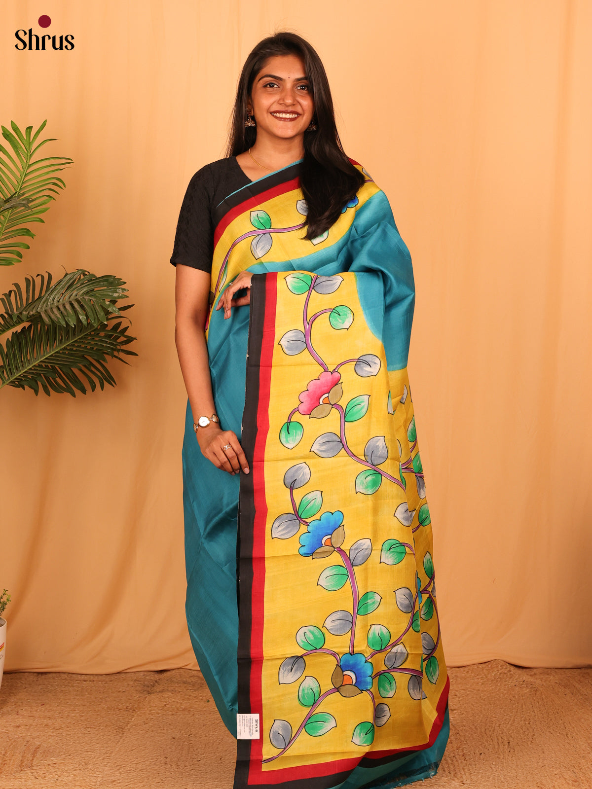 Blue & Yellow - Murshidabad Silk Saree