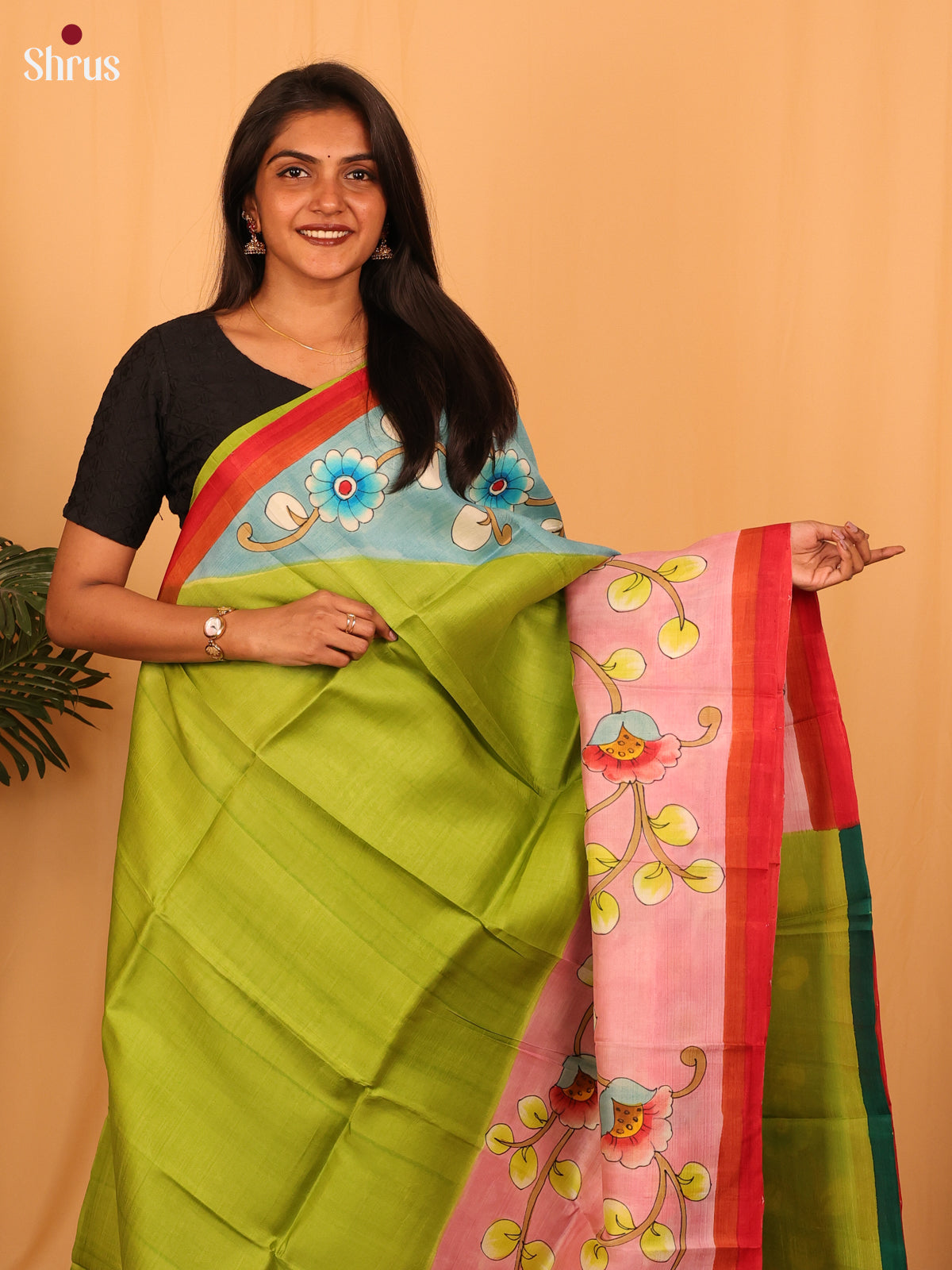 Green & Blue - Murshidabad Silk Saree