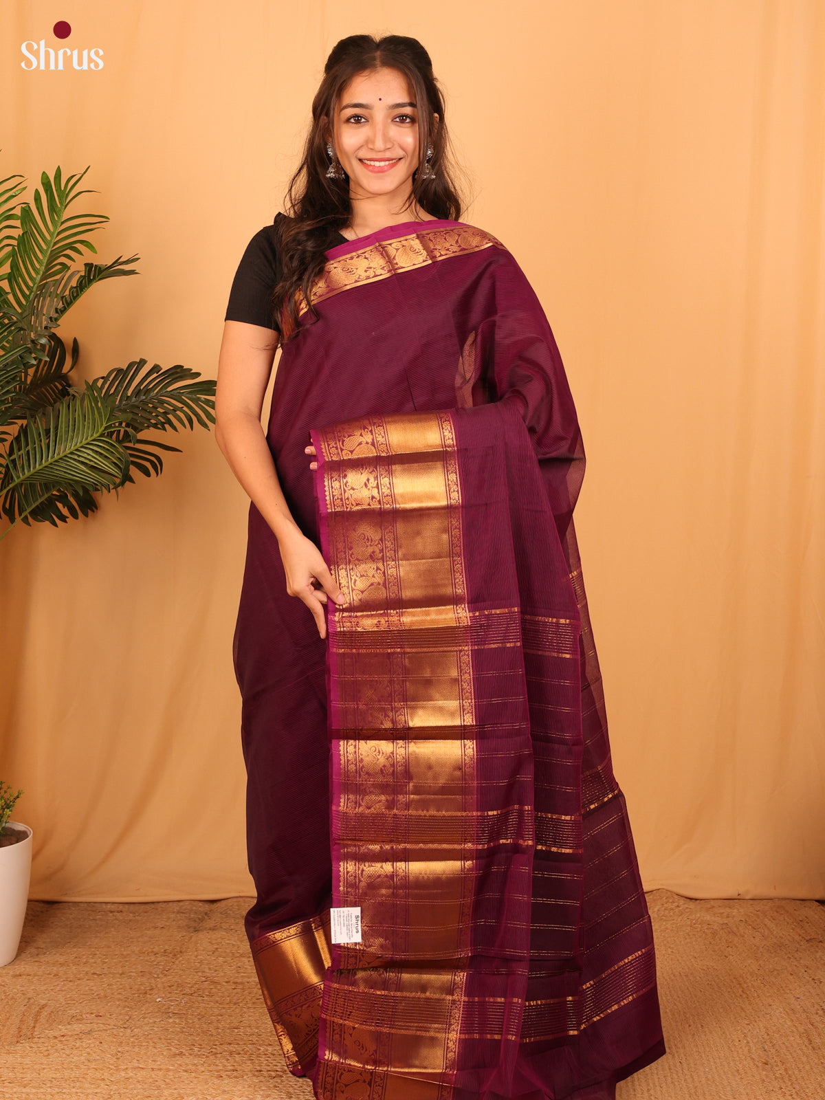 Dark Purple(Single Tone) - Mangalagiri silkcotton Saree