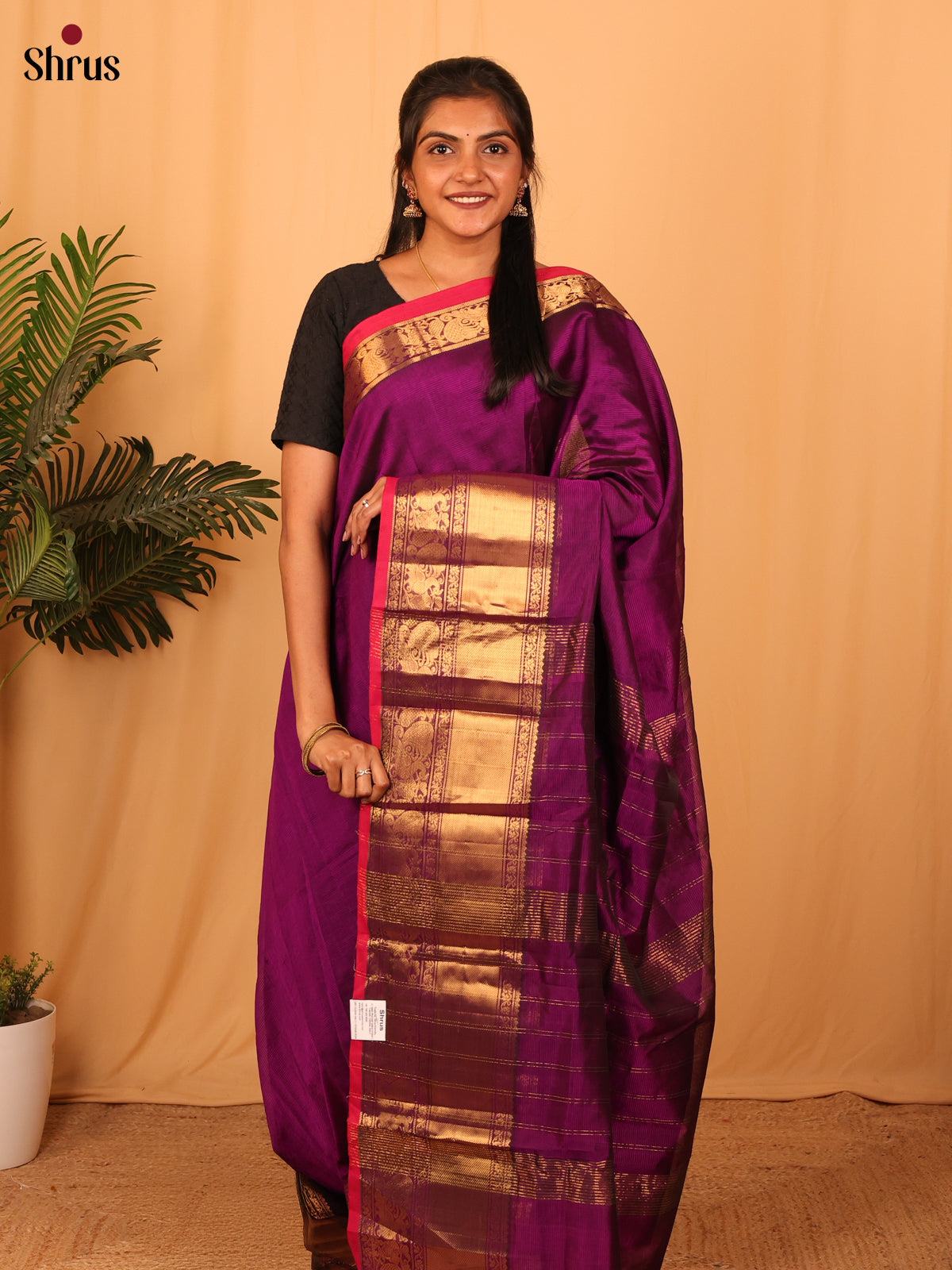 Violet & Pink - Mangalagiri silkcotton Saree