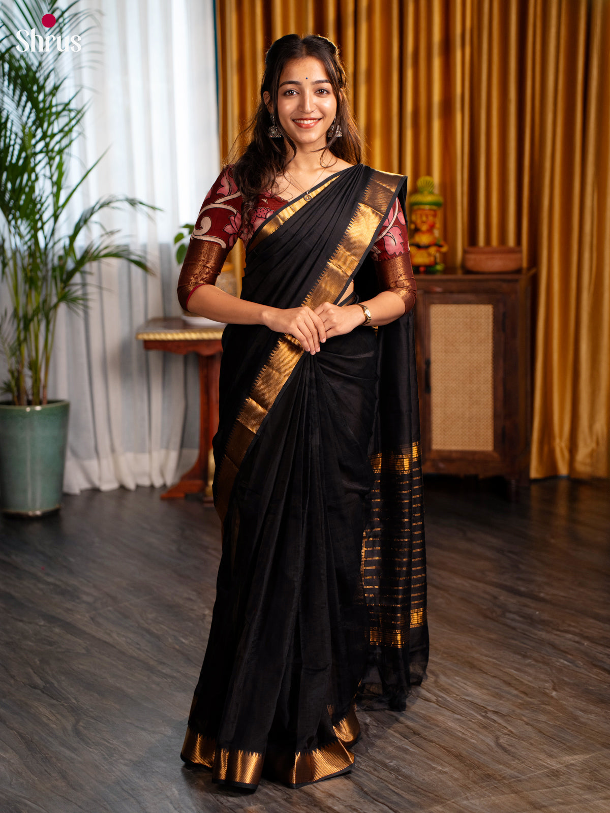 Black(Single Tone)- Mangalagiri silkcotton Saree