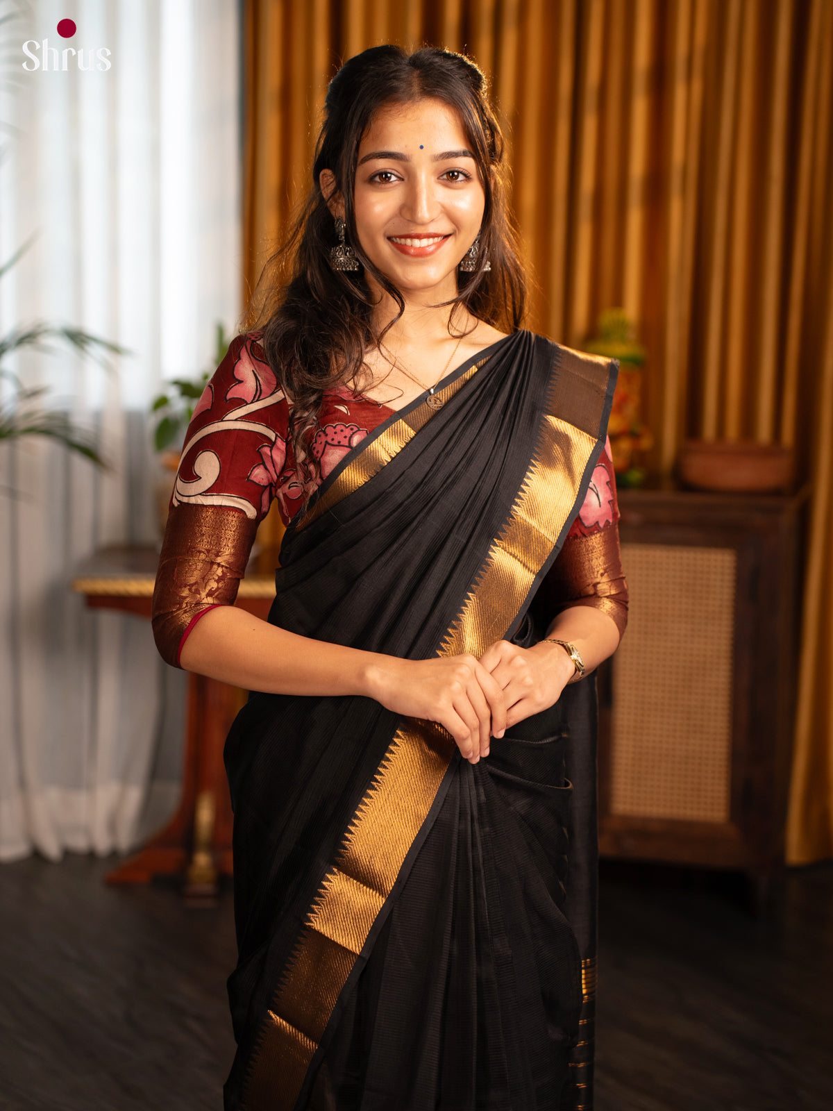 Black(Single Tone)- Mangalagiri silkcotton Saree