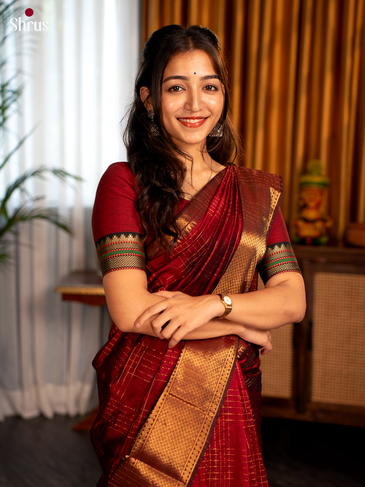 Maroon(Single Tone) - Mangalagiri silkcotton Saree