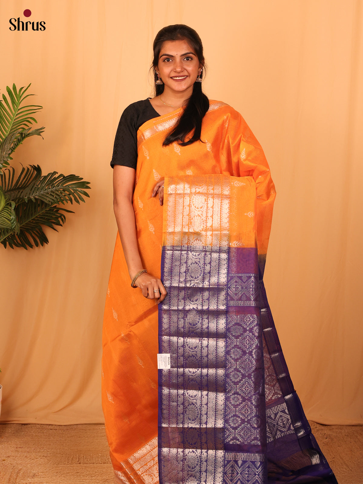 Orange &  Violet - Mangalagiri silkcotton Saree