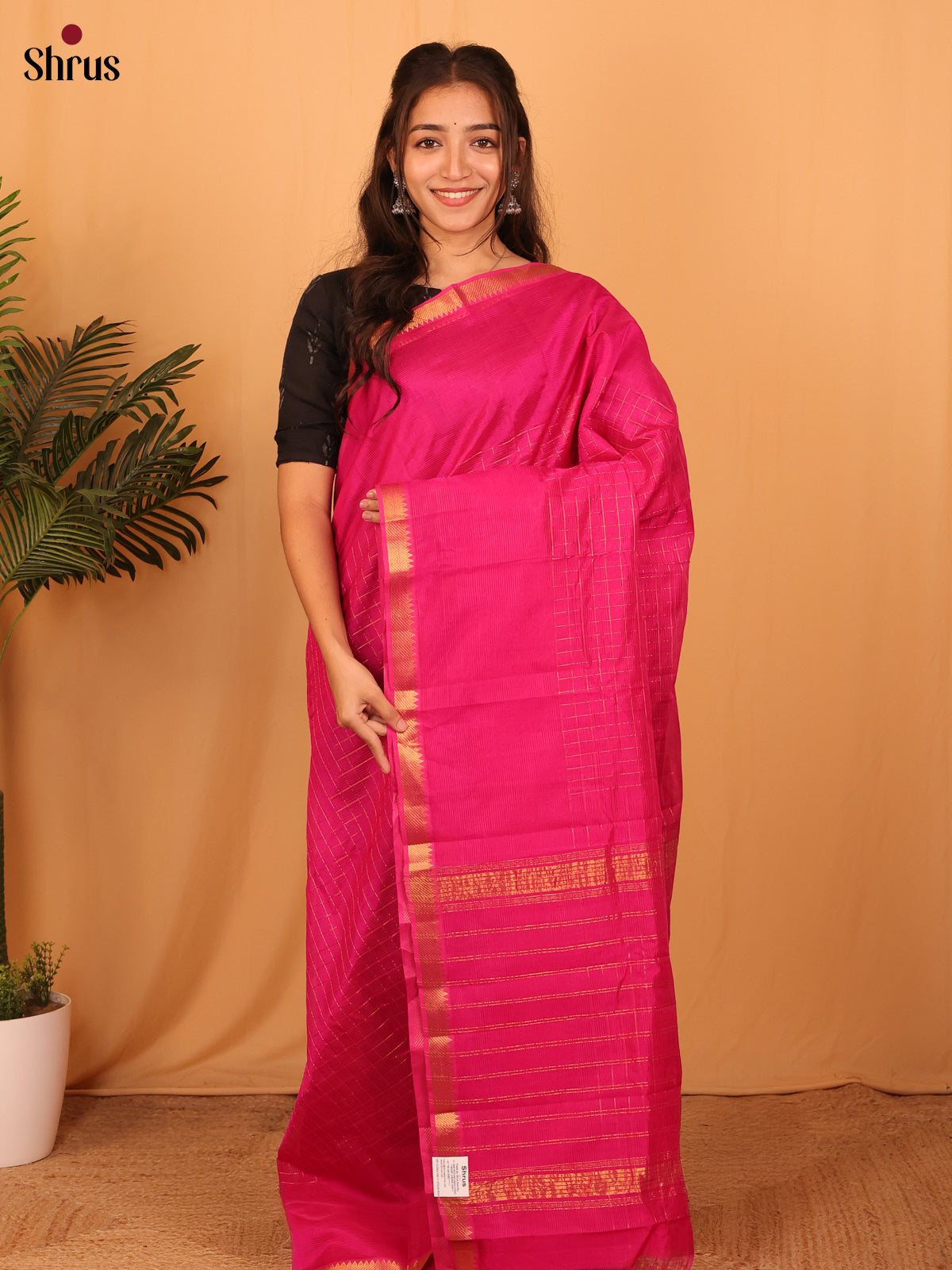 Pink(single Tone) - Mangalagiri silkcotton Saree