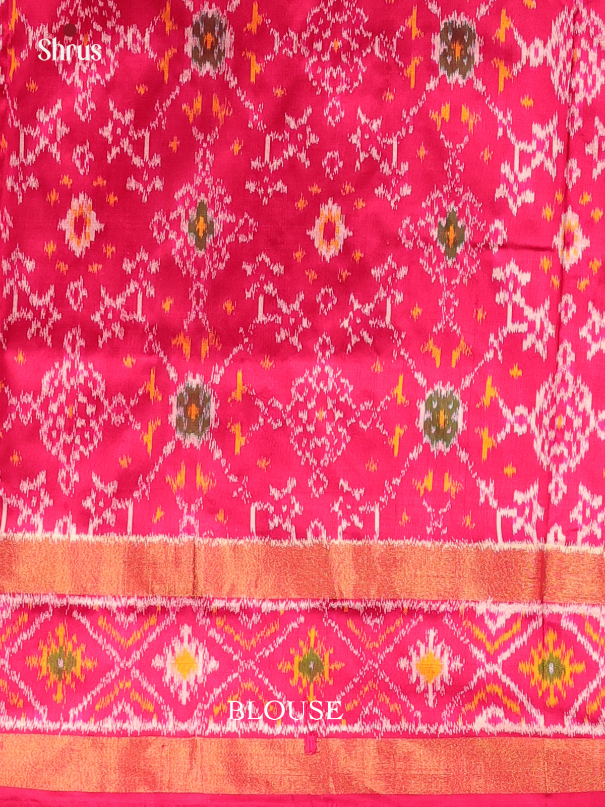 Yellow & Pink- Ikkat Silk Saree