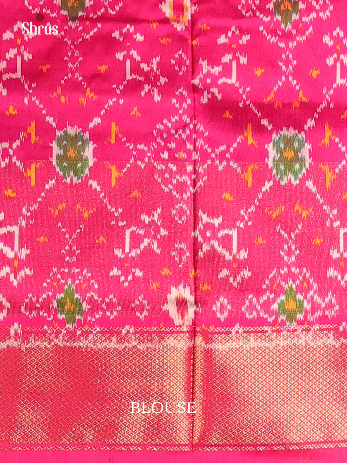 Cream & Pink - Ikkat Silk Saree