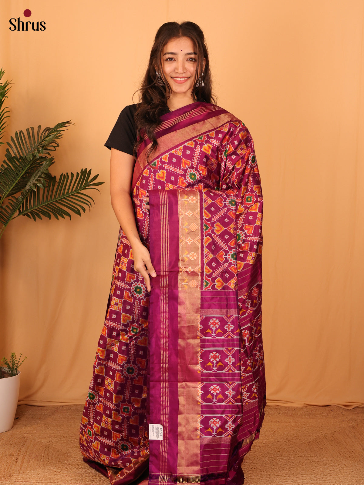 Purple(Single Tone) - Ikkat Silk Saree