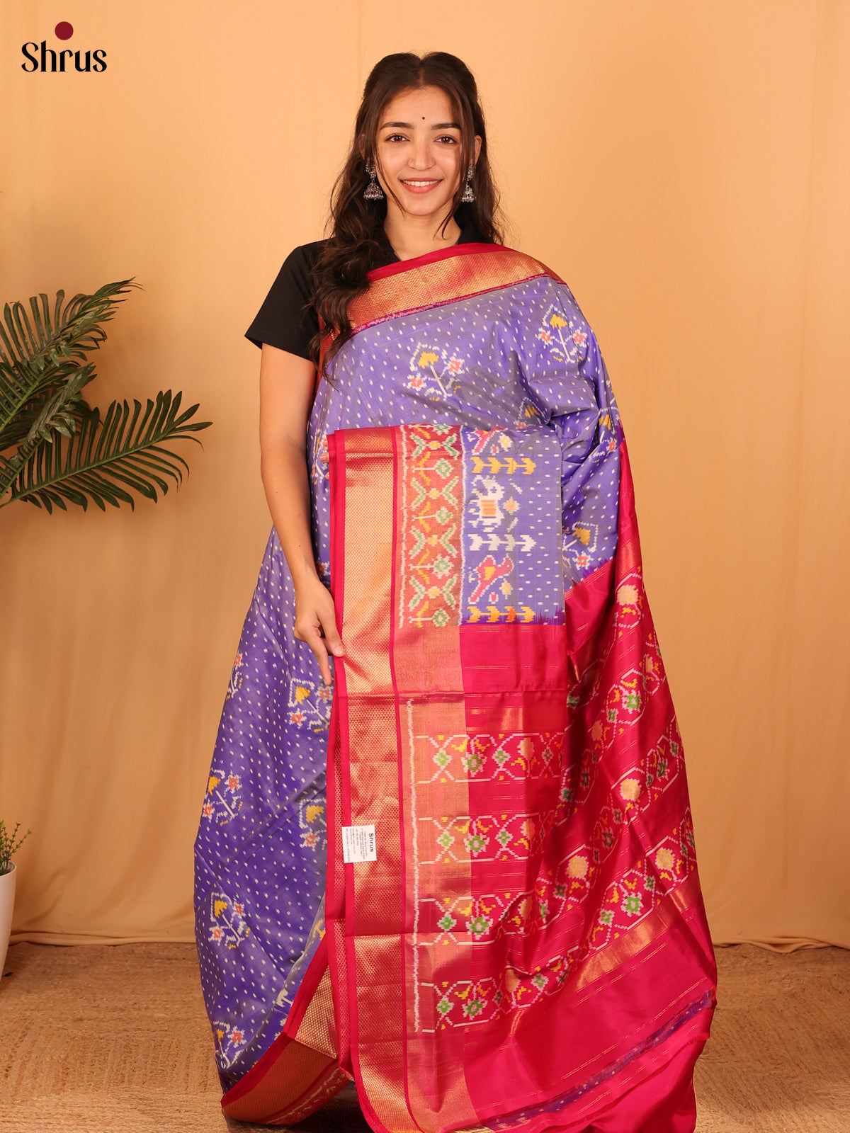 Lavender & Maroon - Ikkat Silk Saree