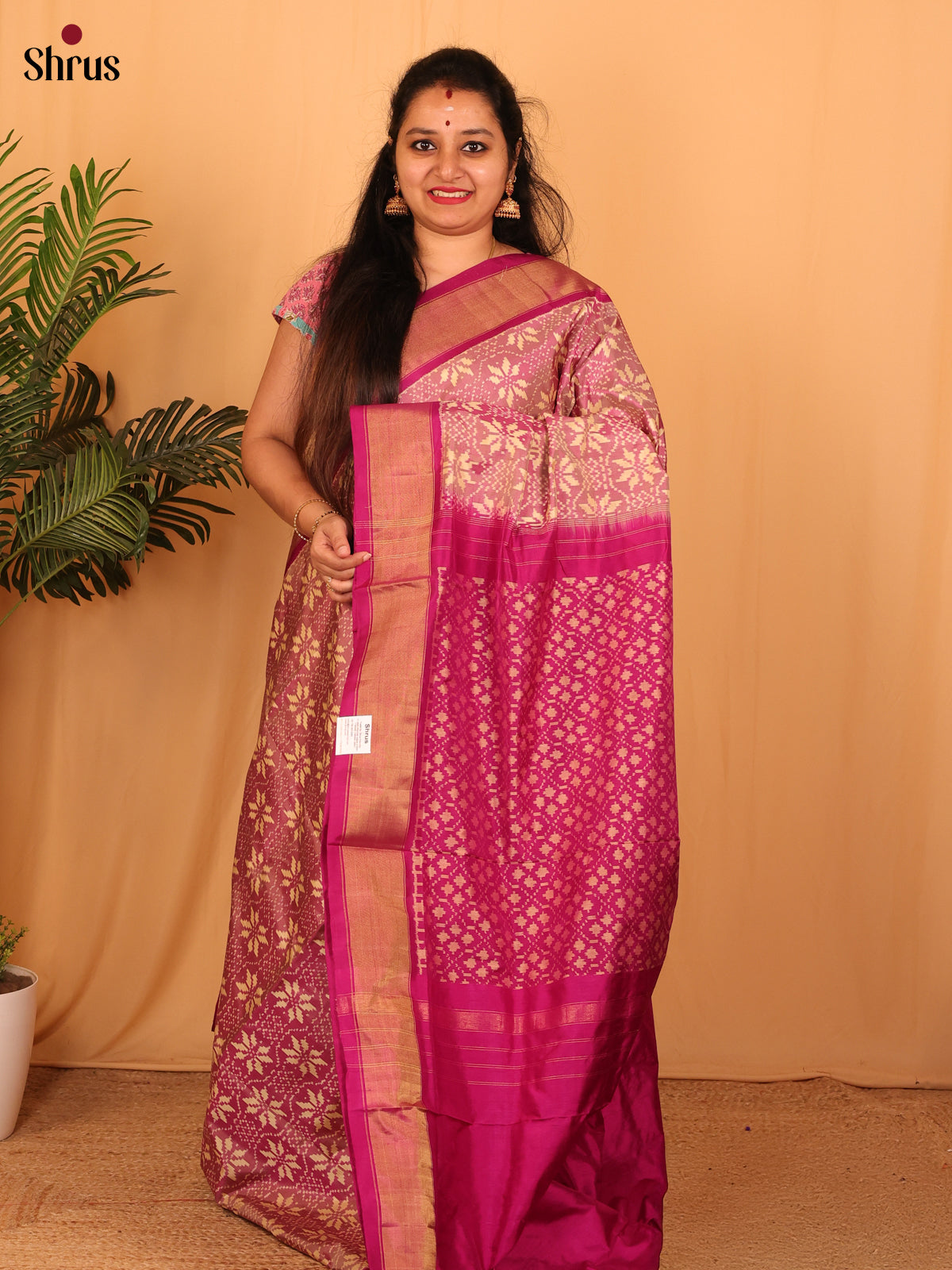 Onion Pink & Purple- Ikkat Silk Saree