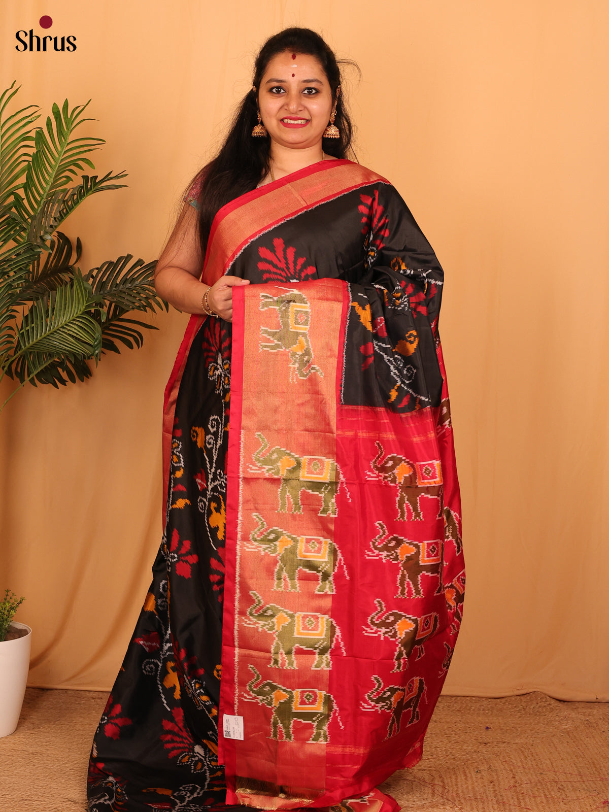 Black & Red - Ikkat Silk Saree