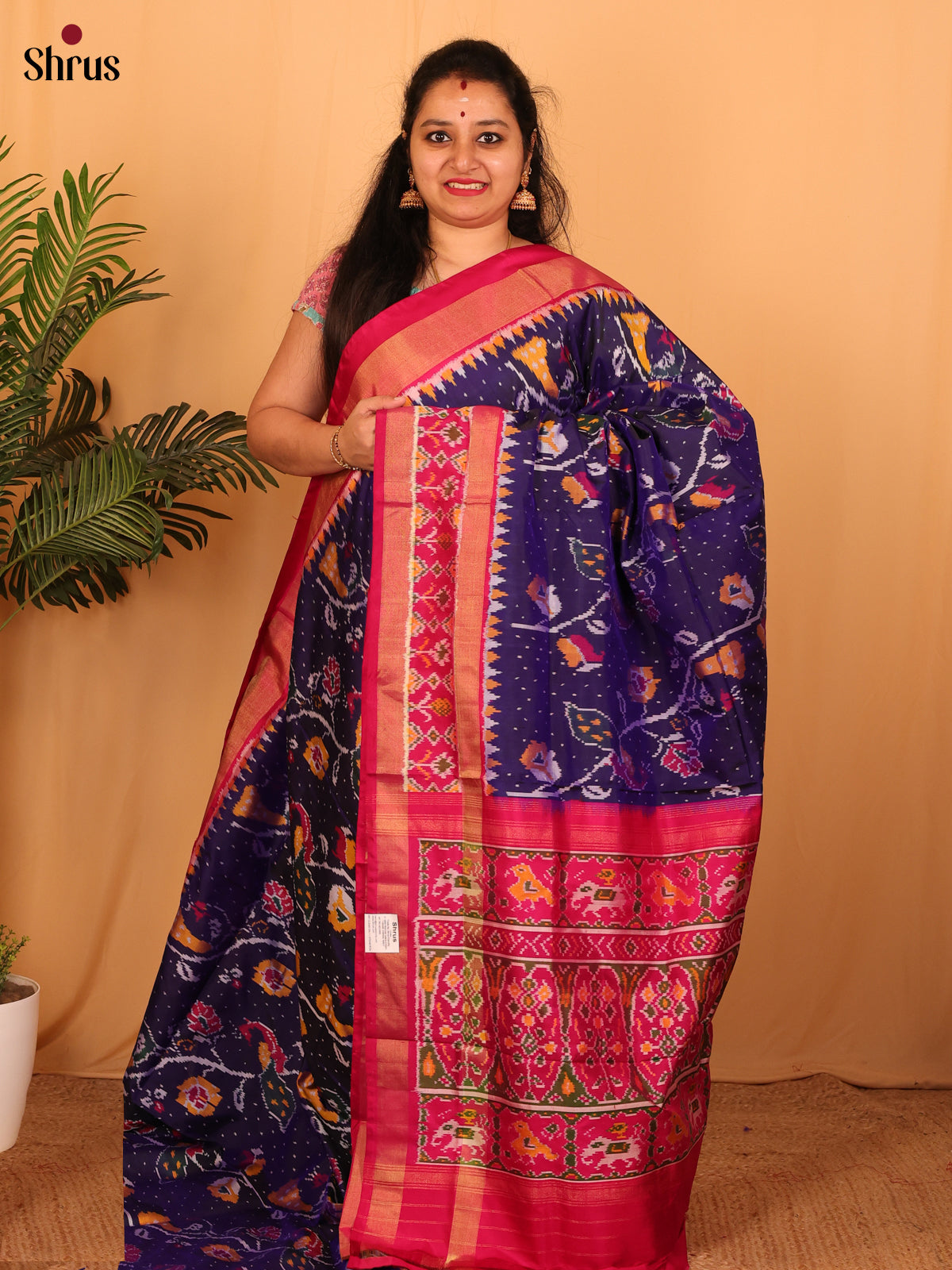 Violet & Maroon - Ikkat Silk Saree