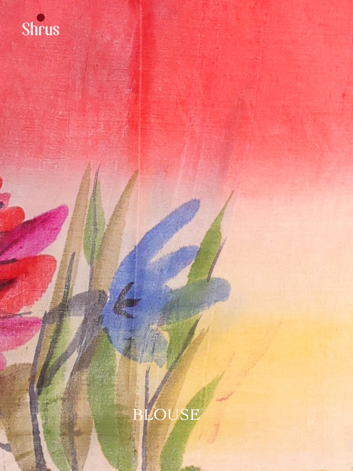Orangish Pink & Yellow - Murshidabad Tussar Silk Saree - Shop on Shrus.com