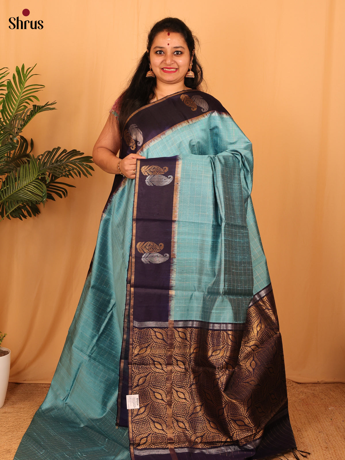 Blue & Violet - Raw Silk Saree