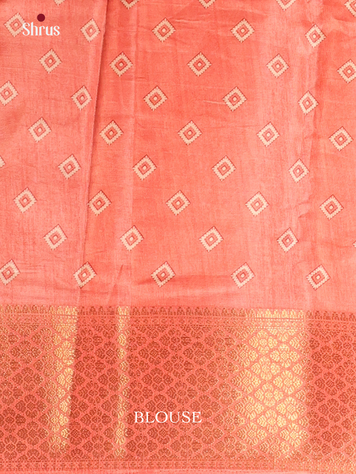 Orangish Pink - Semi Crepe Saree