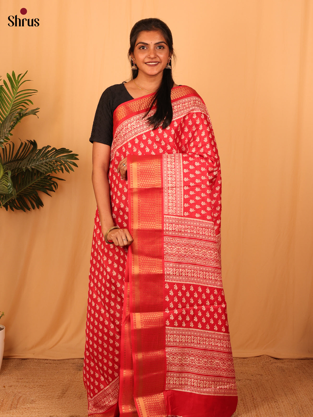 Pink - Semi Crepe Saree