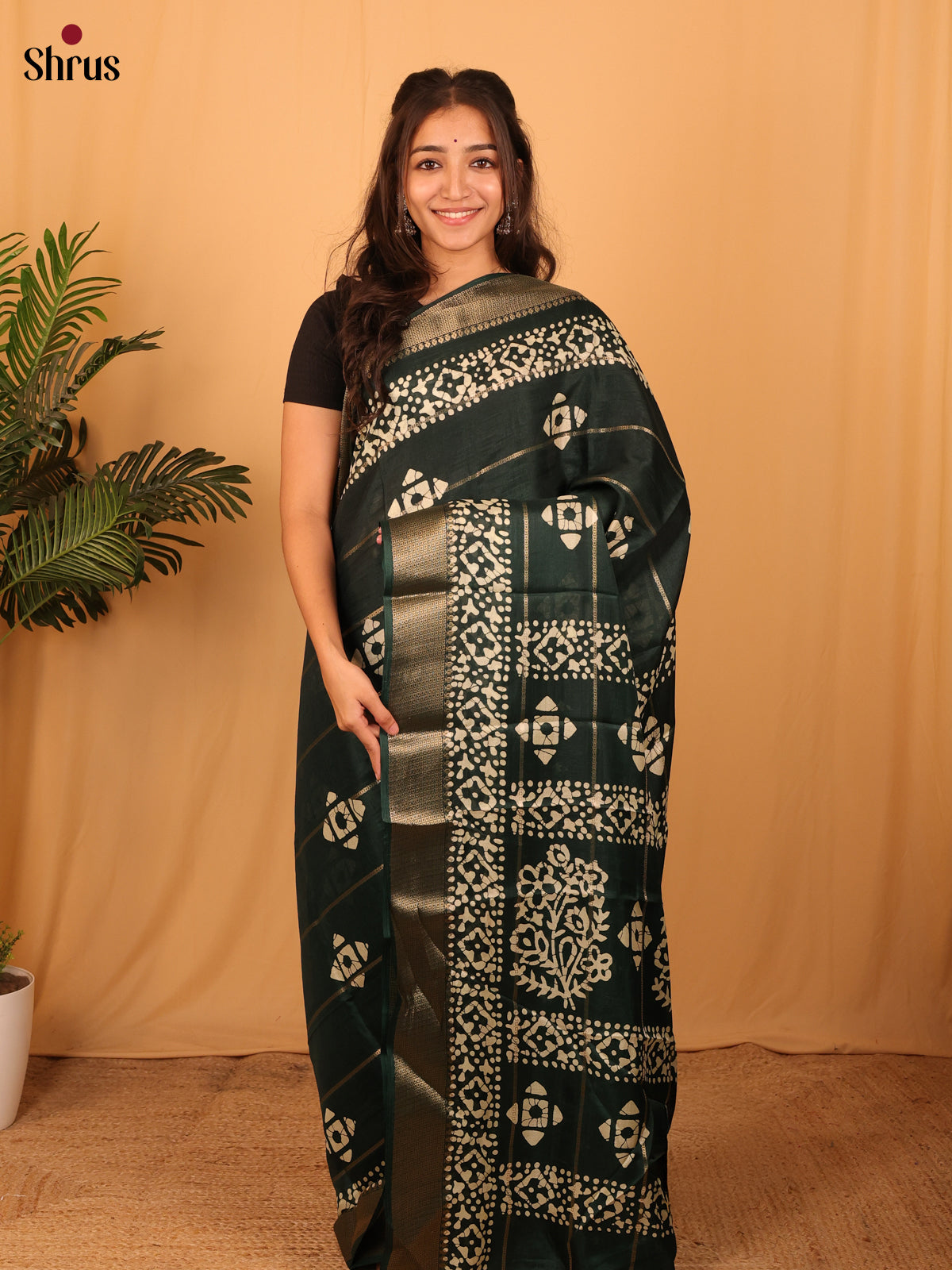 Green - Semi Crepe Saree