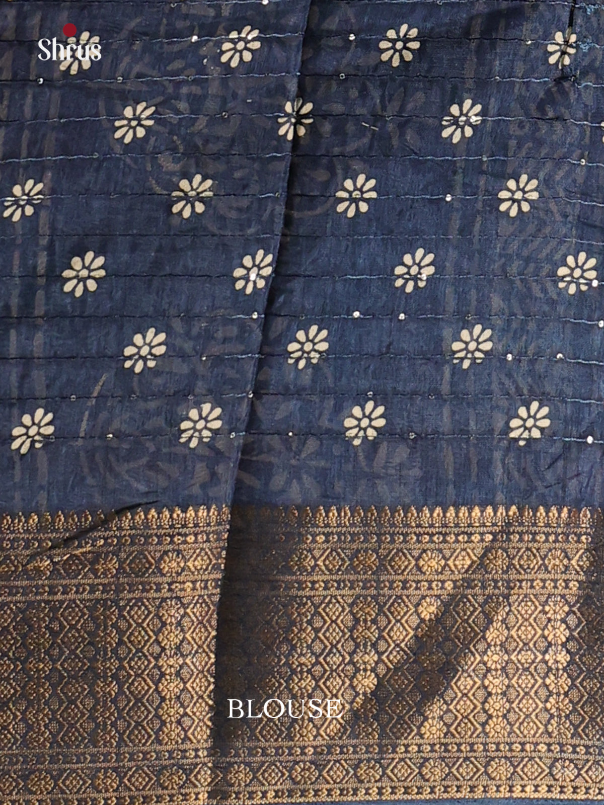 Blue - Semi Crepe Saree