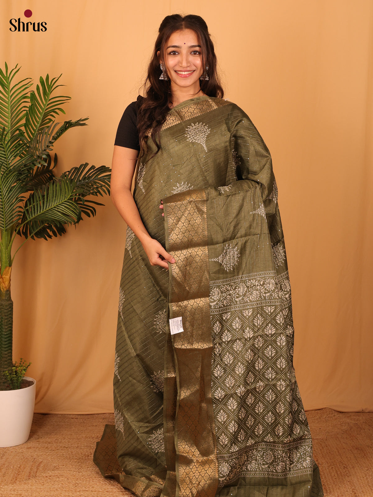 Chutney Green- Semi Crepe Saree