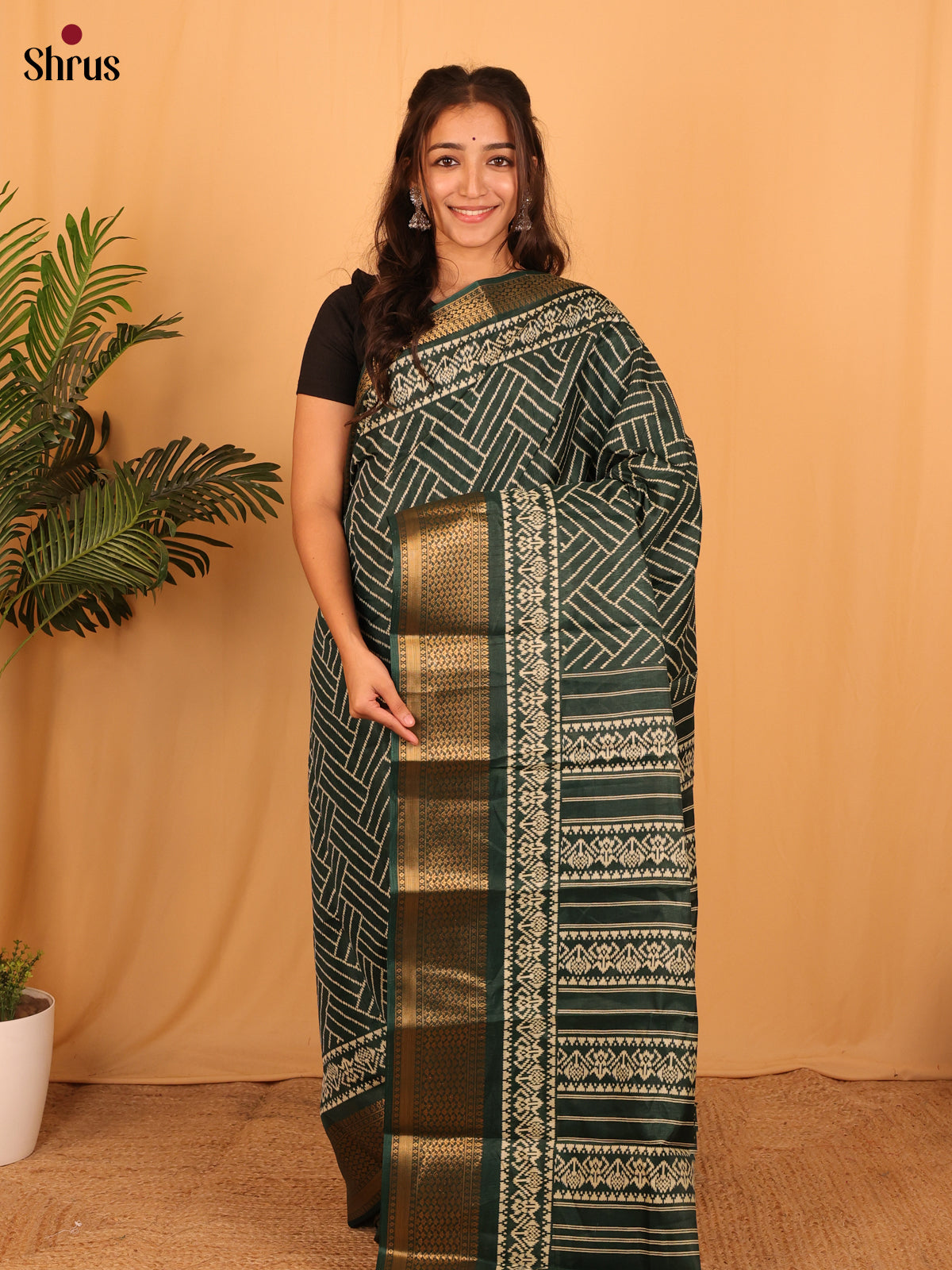 Green - Semi Crepe Saree