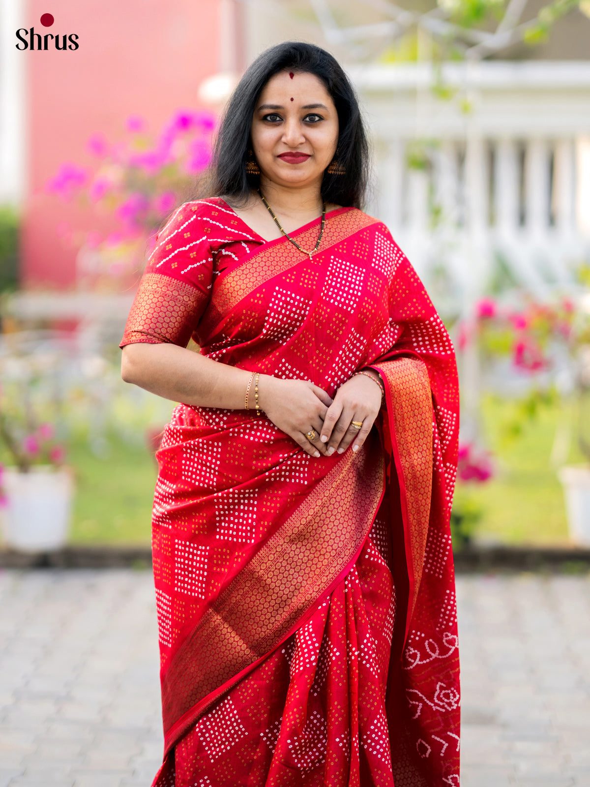 Red - Semi Crepe Saree - Shop on Shrus.com