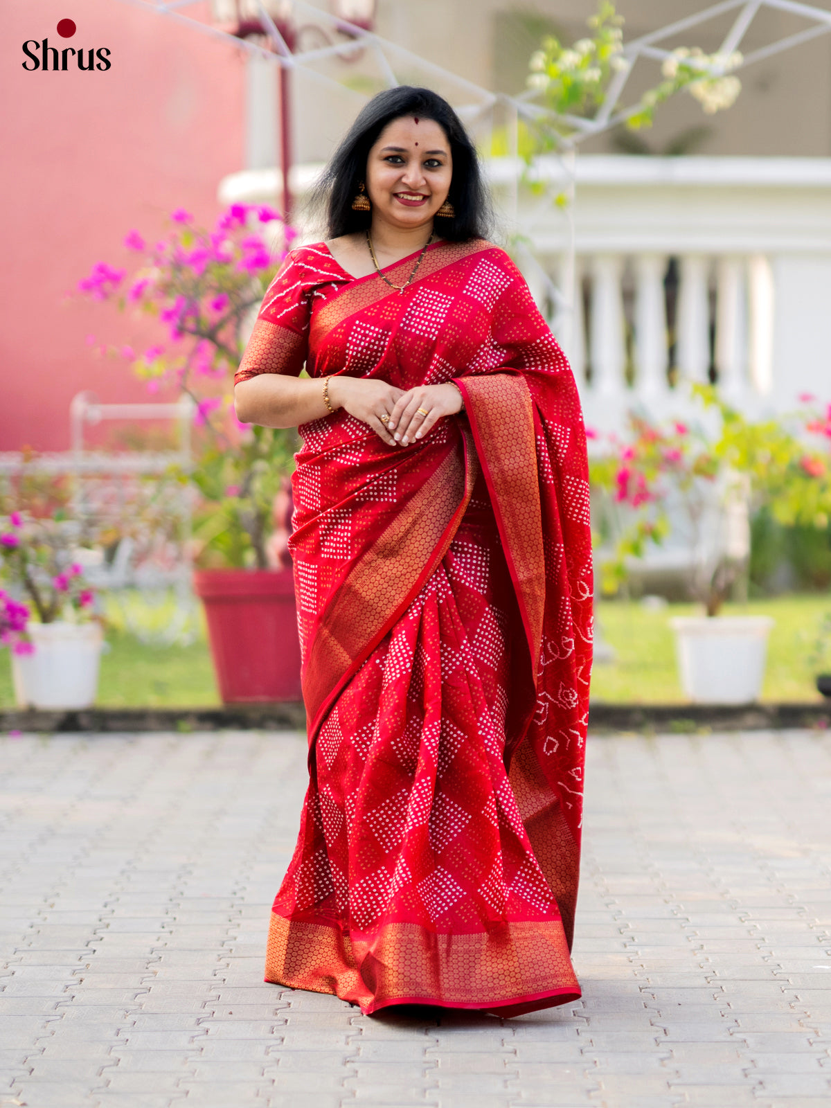 Red - Semi Crepe Saree - Shop on Shrus.com