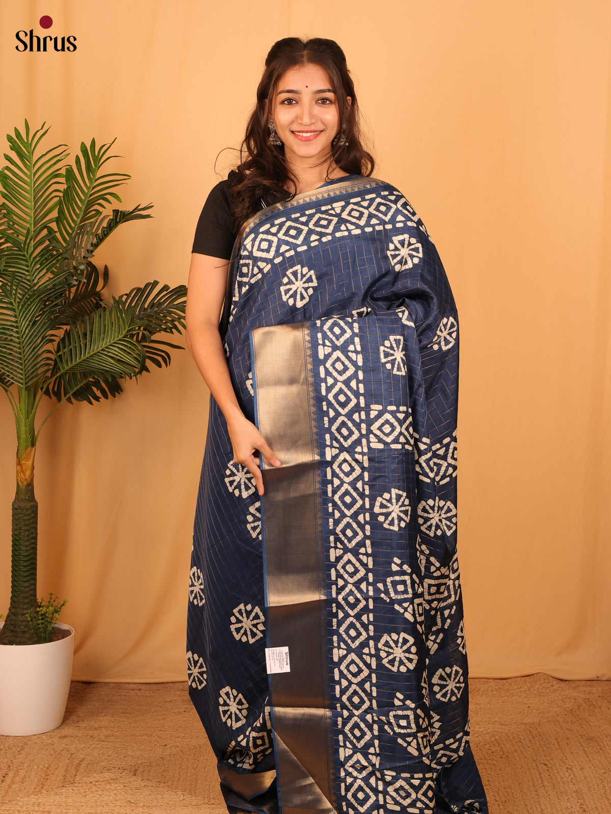 Blue - Semi Crepe Saree