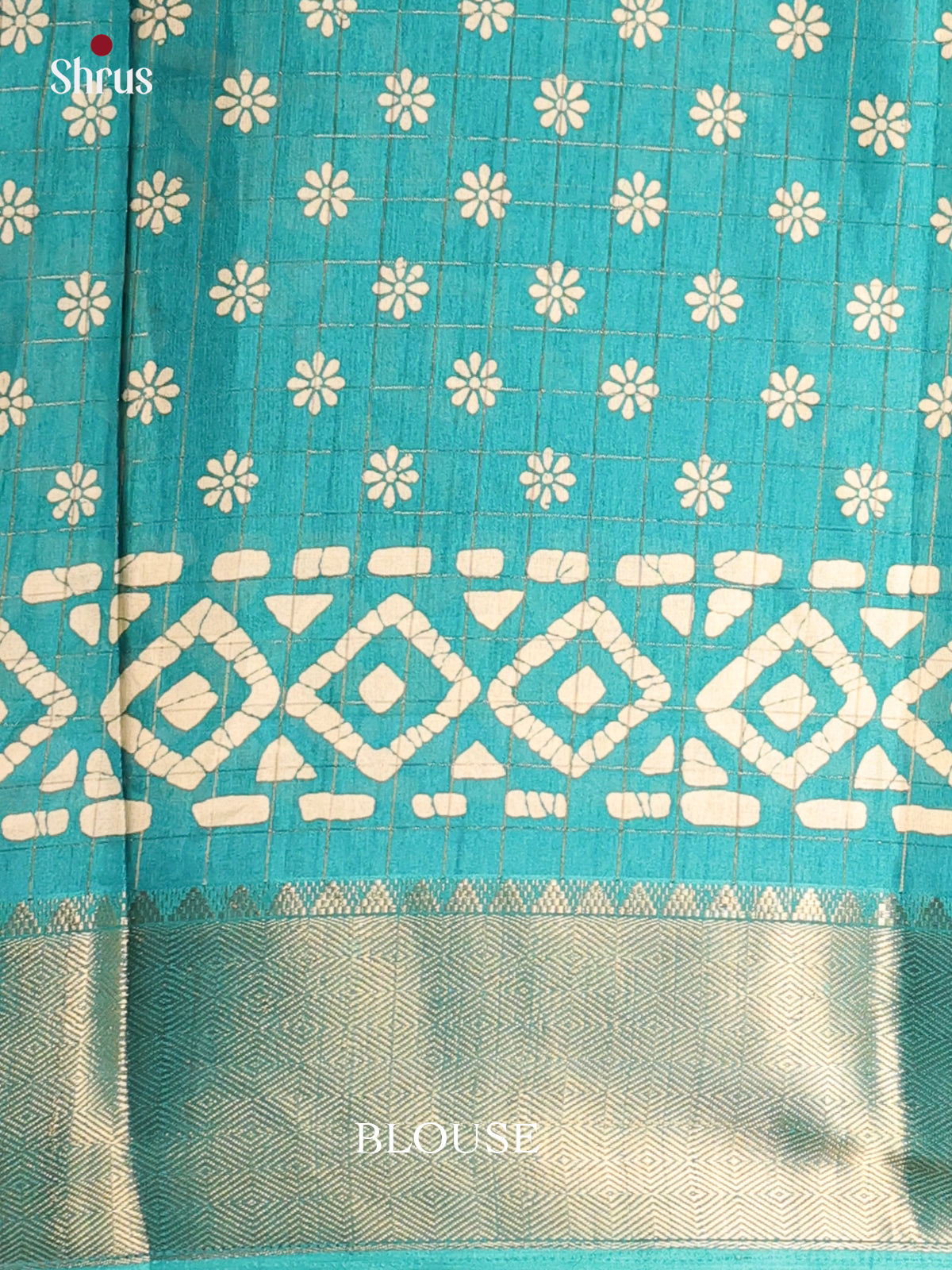 Teal - Semi Crepe Saree