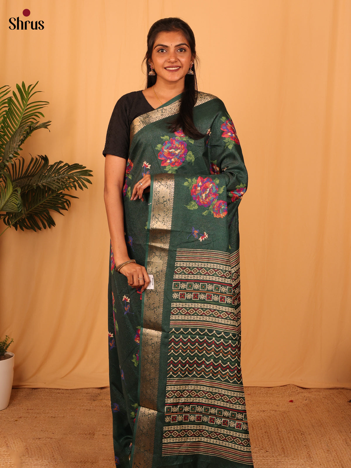 Green- Semi Crepe Saree