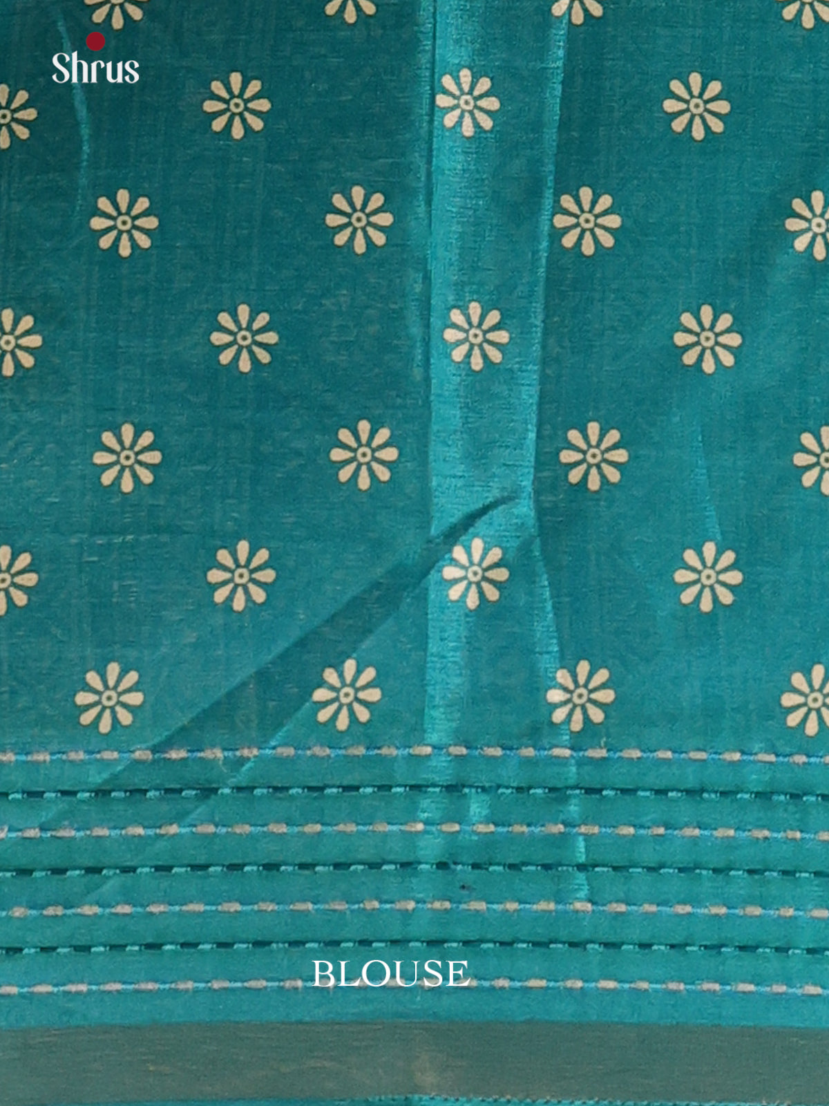 Teal - Semi Crepe Saree