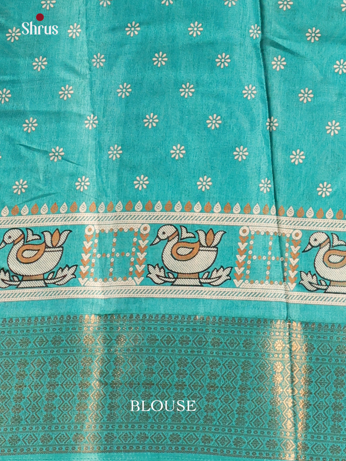 Teal - Semi Crepe Saree