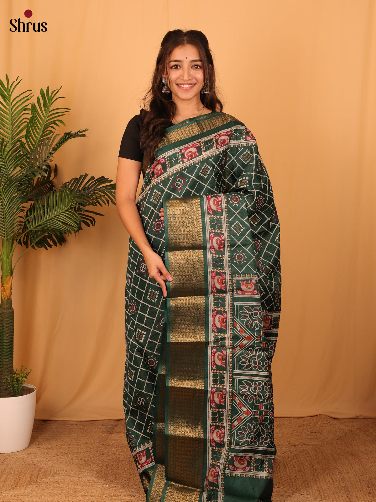 Green - Semi Crepe Saree