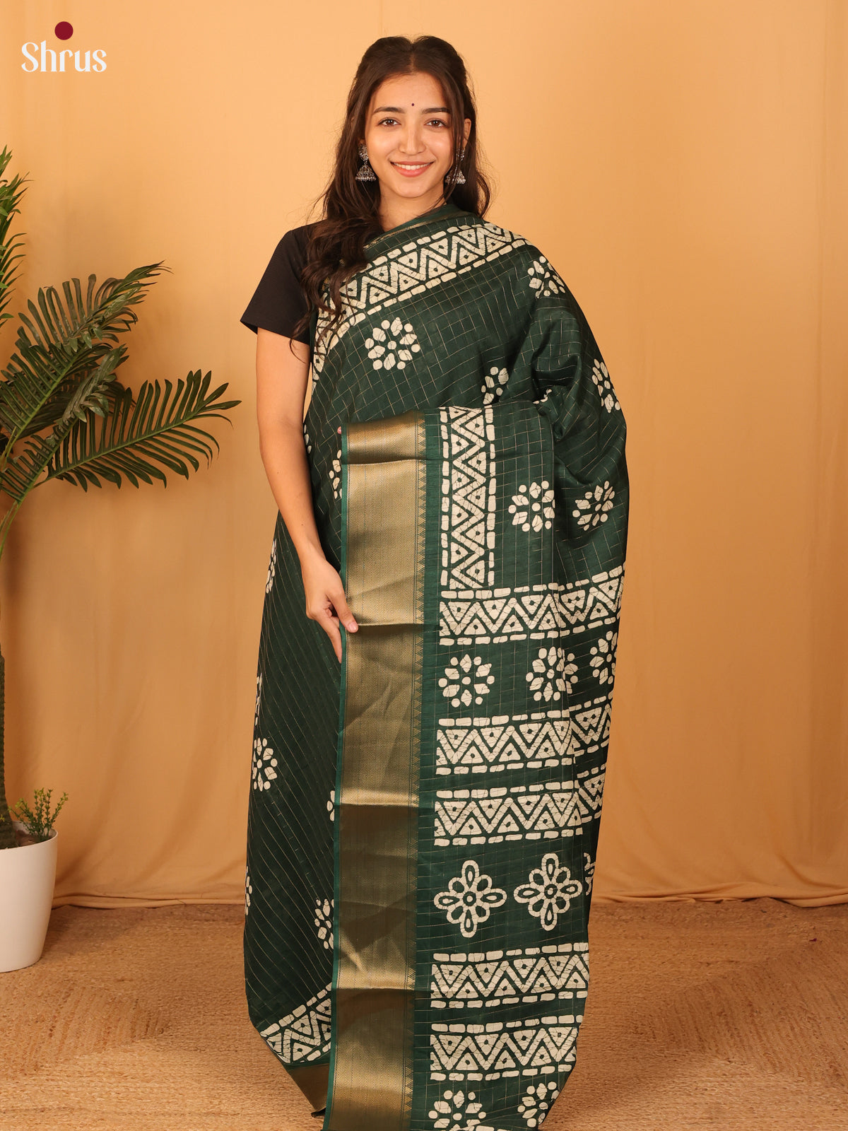 Green - Semi Crepe Saree