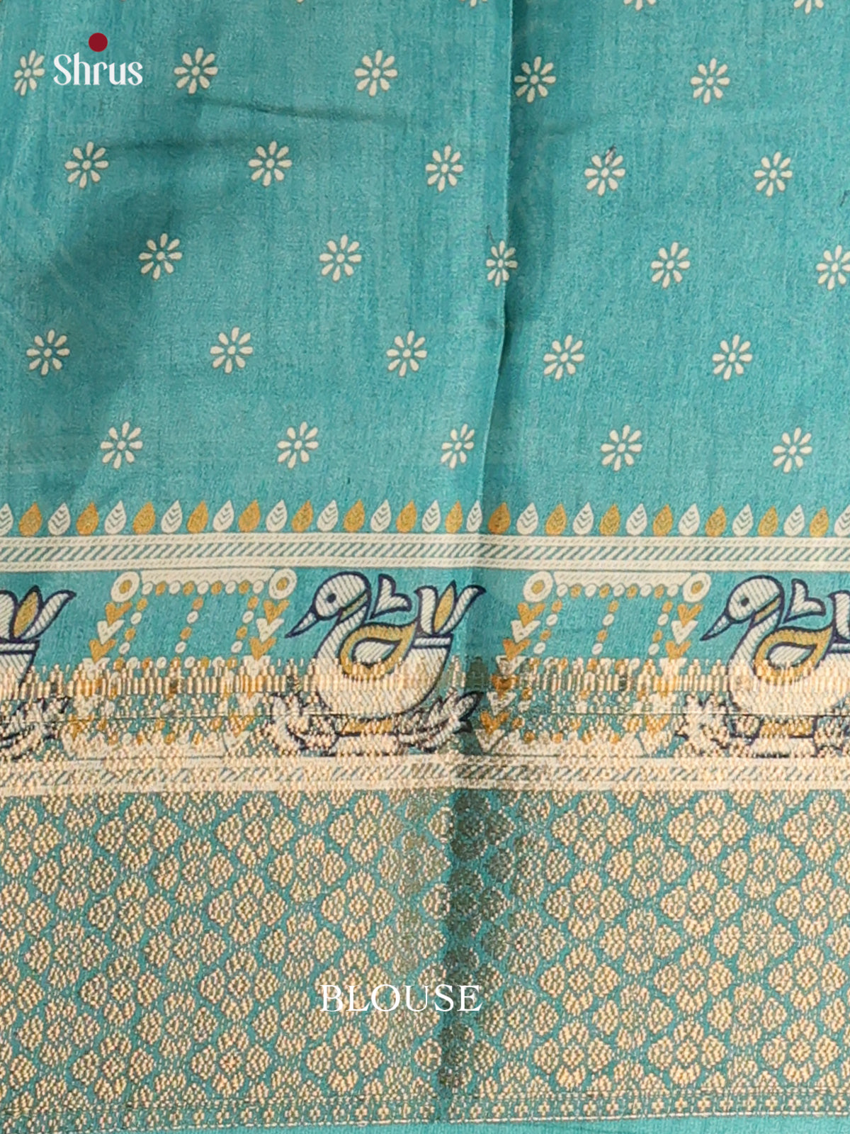 Teal - Semi Crepe Saree