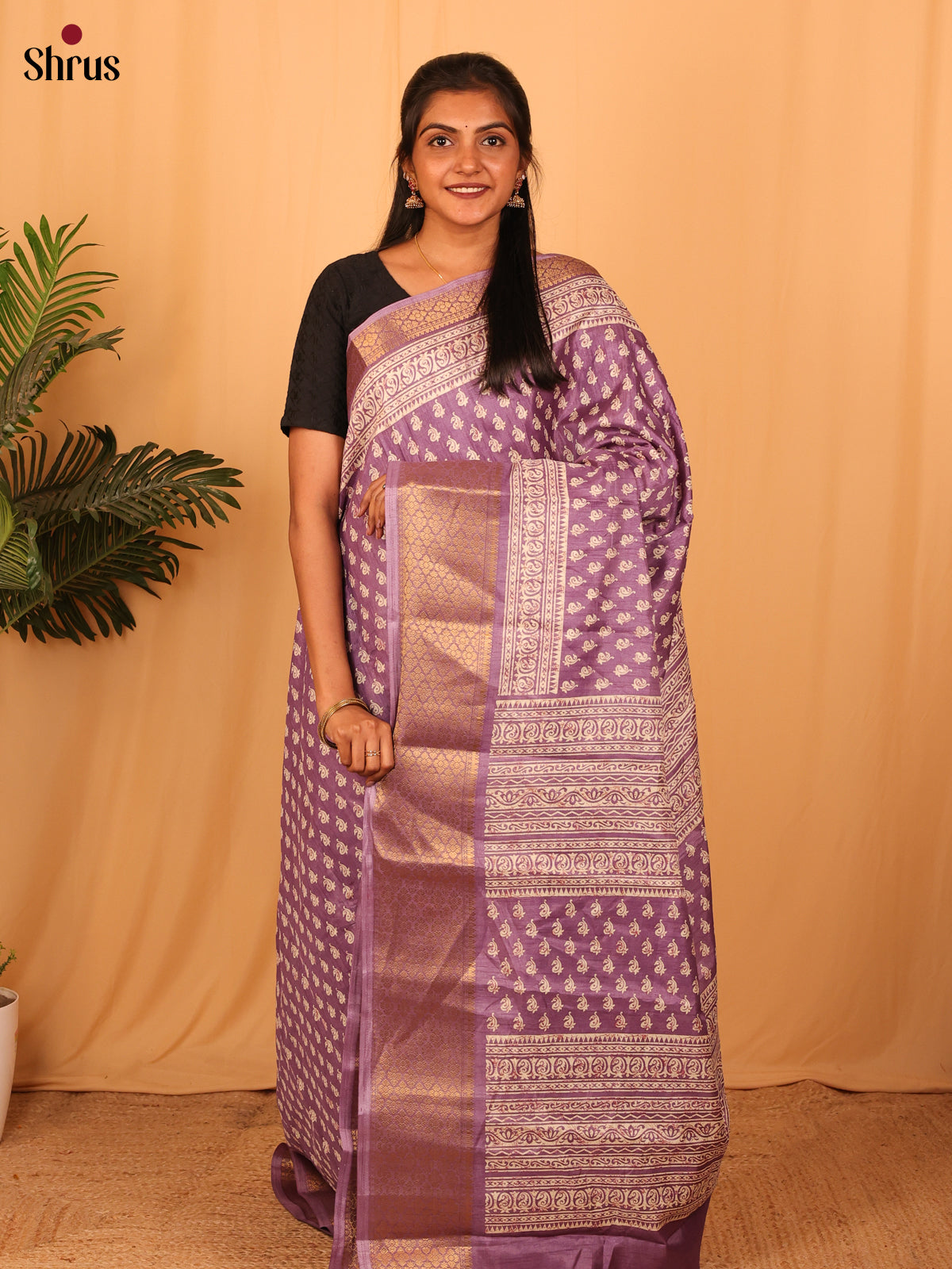 Lavender - Semi Crepe Saree