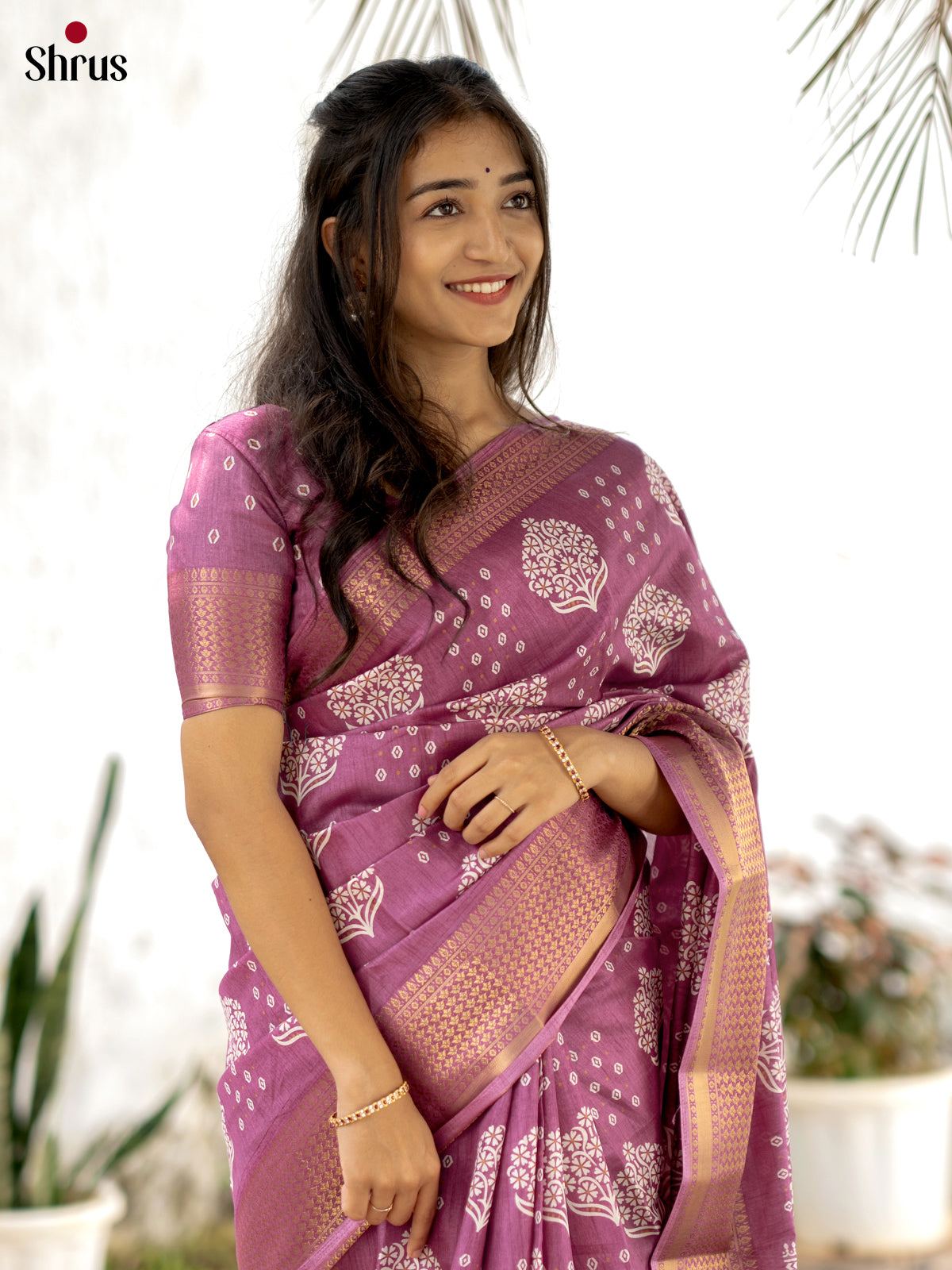Pink - Semi Crepe Saree - Shop on Shrus.com