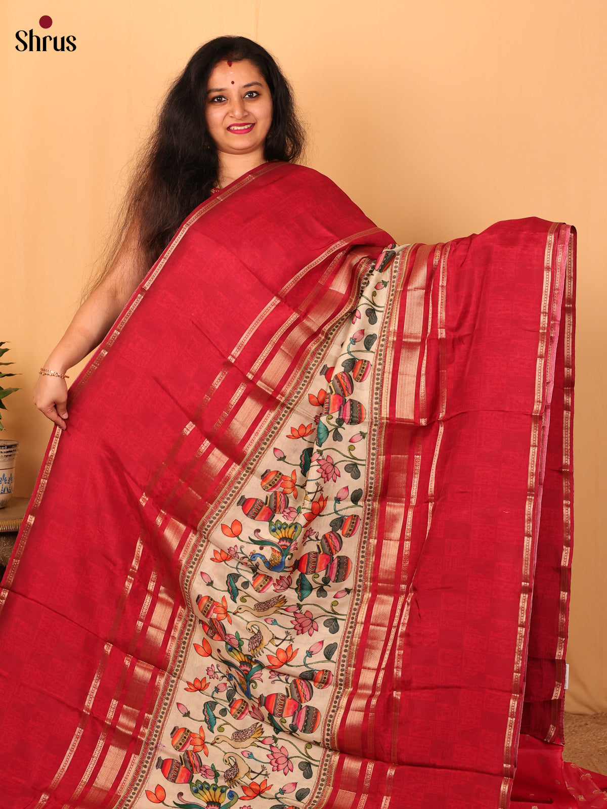 DAS08001 - Printed Tussar Saree - Shop on Shrus.com