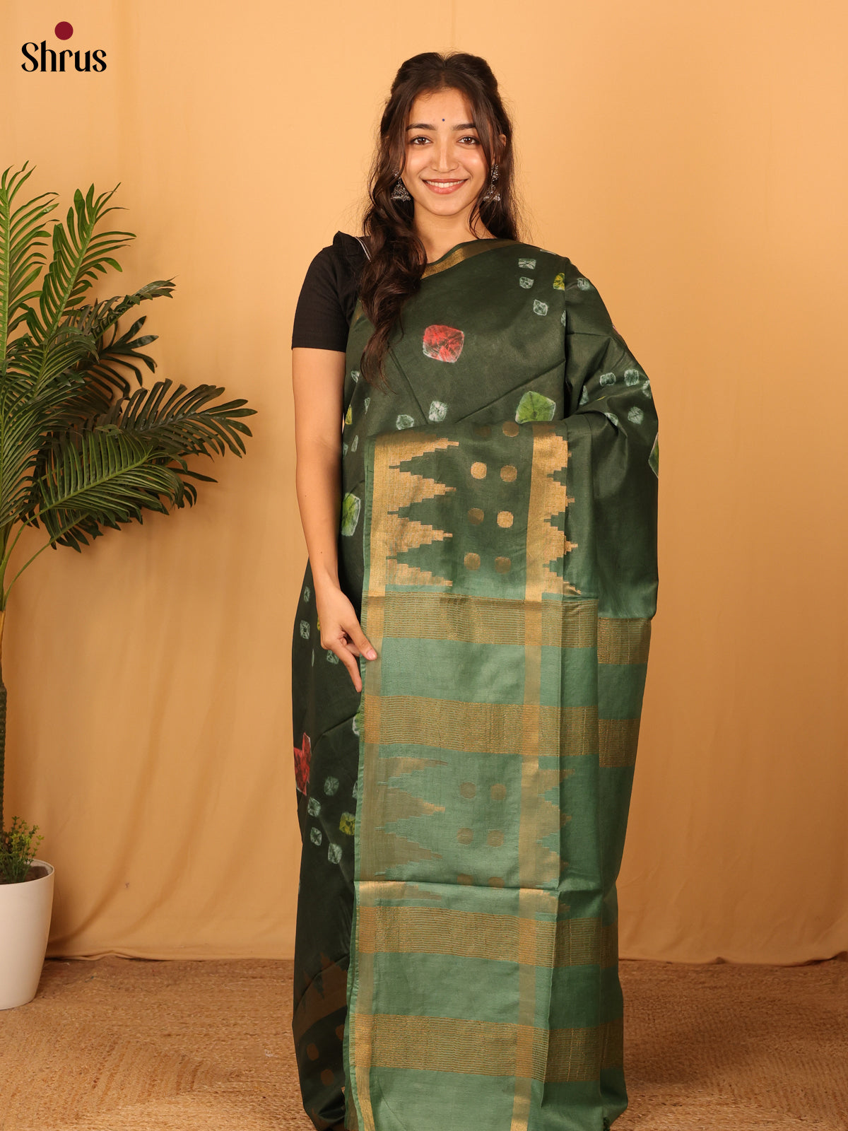 Green & Mint Green - Shibori Saree