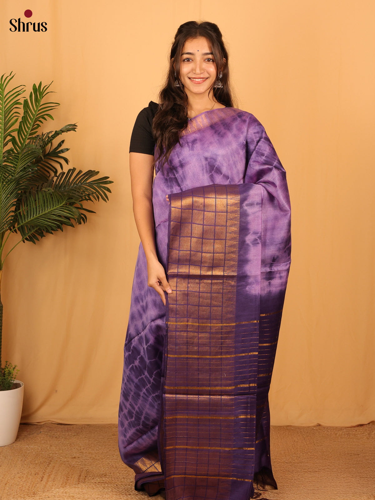 Purple & Violet - Shibori Saree