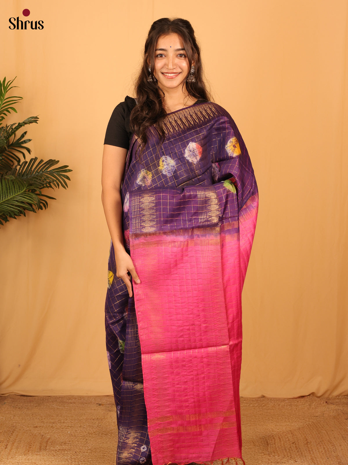 Violet & Pink - Shibori Saree