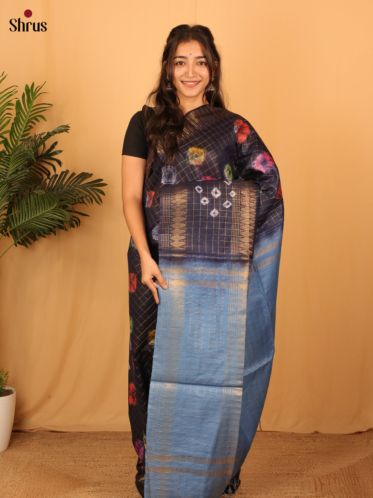 Dark Blue & Lite Blue - Shibori Saree