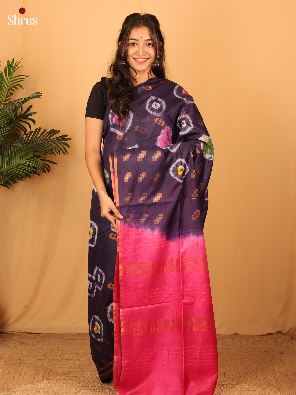 Violet & Pink - Shibori Saree