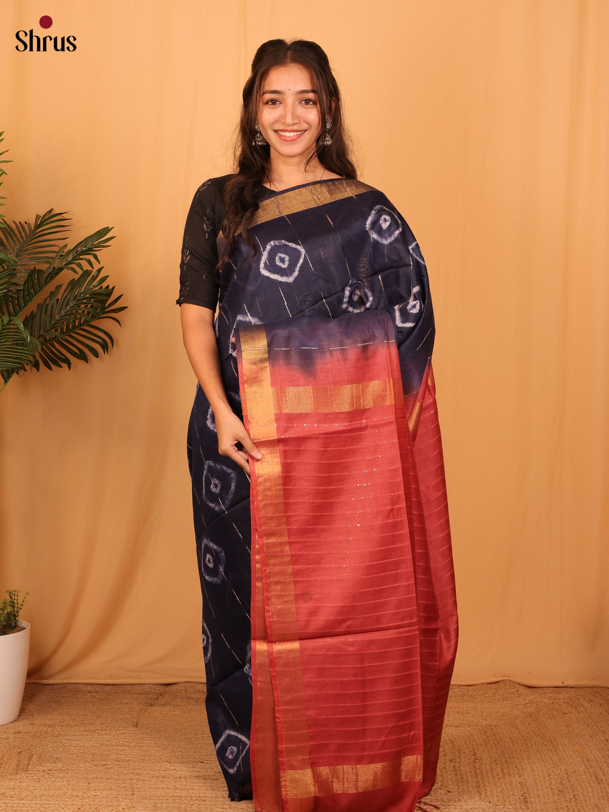 Violet & Red - Shibori Saree