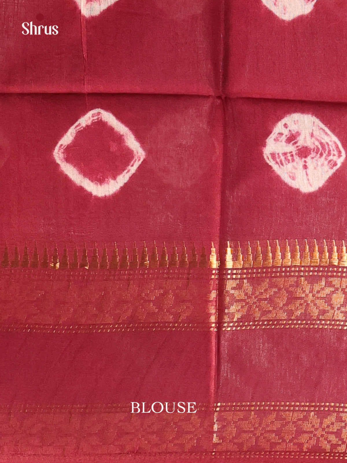 Cream & Maroon - Shibori Saree