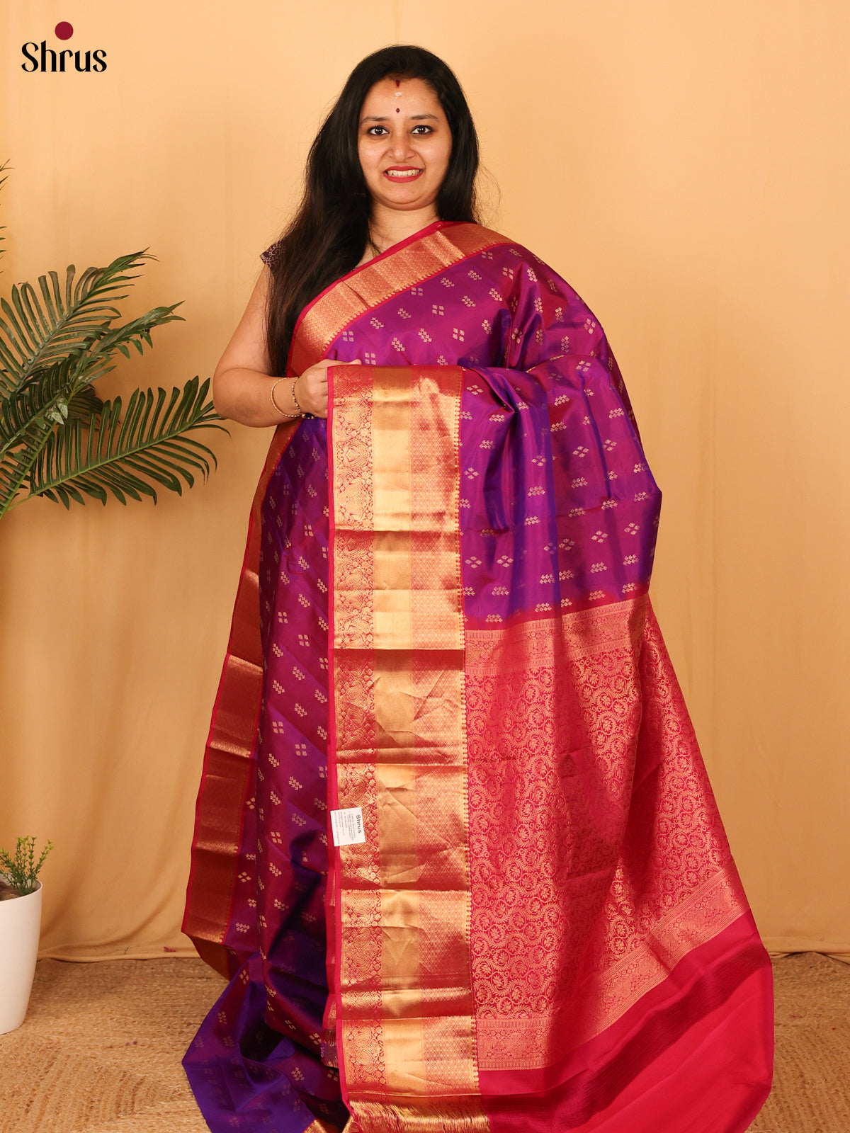 Violet & Maroon - Kanchipuram silk Saree