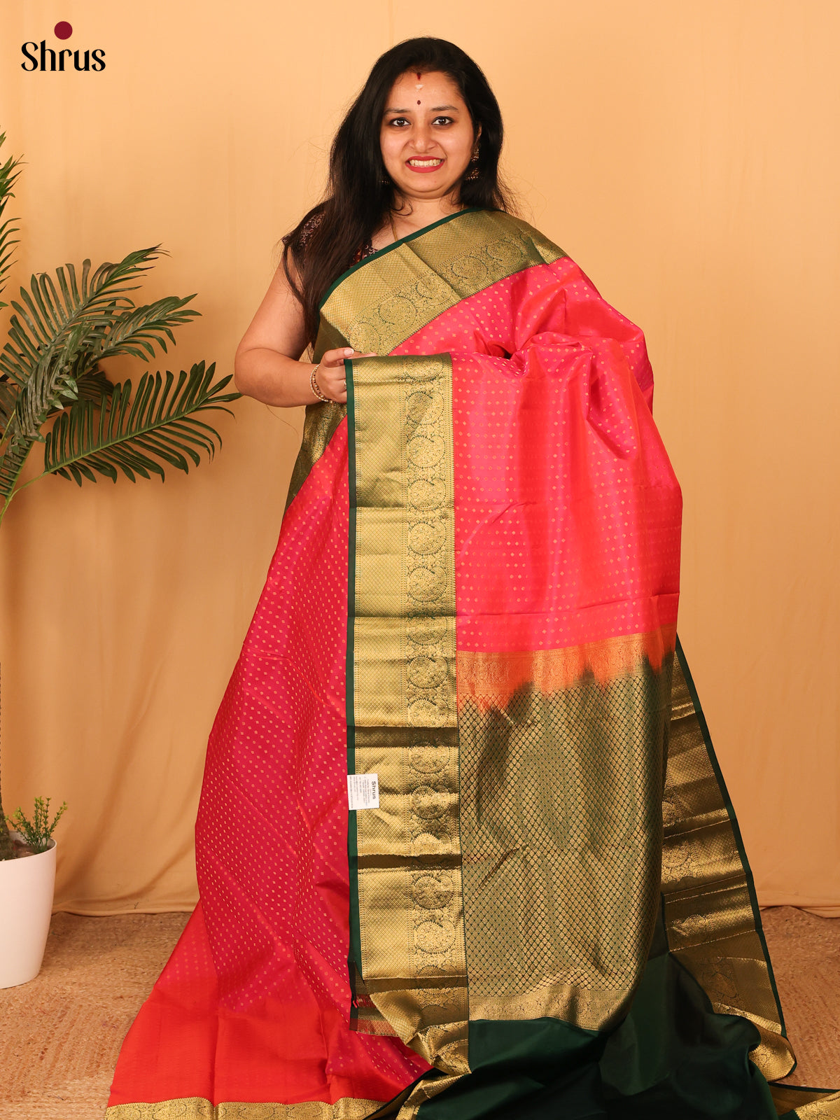 Pink & Green - Kanchipuram silk Saree